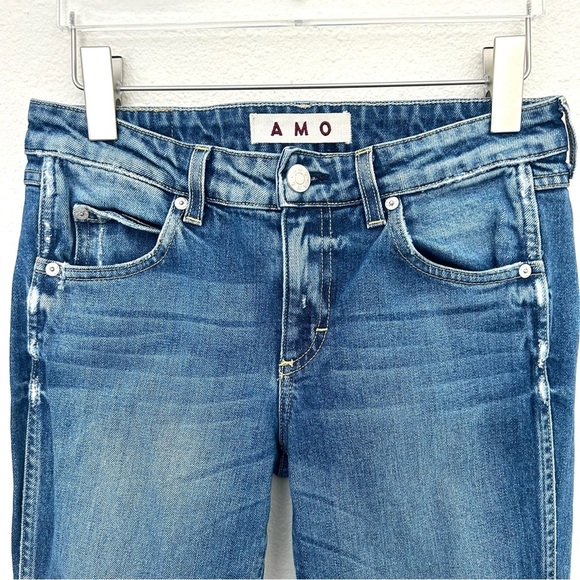 AMO Kate Straight Leg Jeans Denim Pants Mid Rise Girl Crush Wash Blue Size 27 - Picture 3 of 16